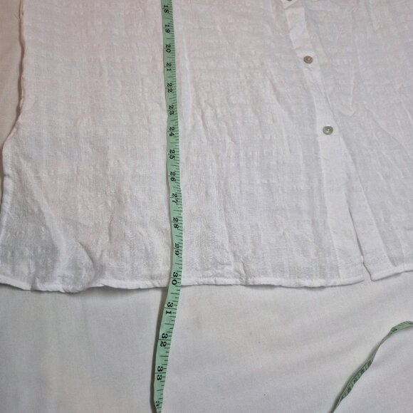 Eileen Fisher Women's Shirt Size S White Mandarin Collar Boxy  Linen-blend (60) - Picture 12 of 12